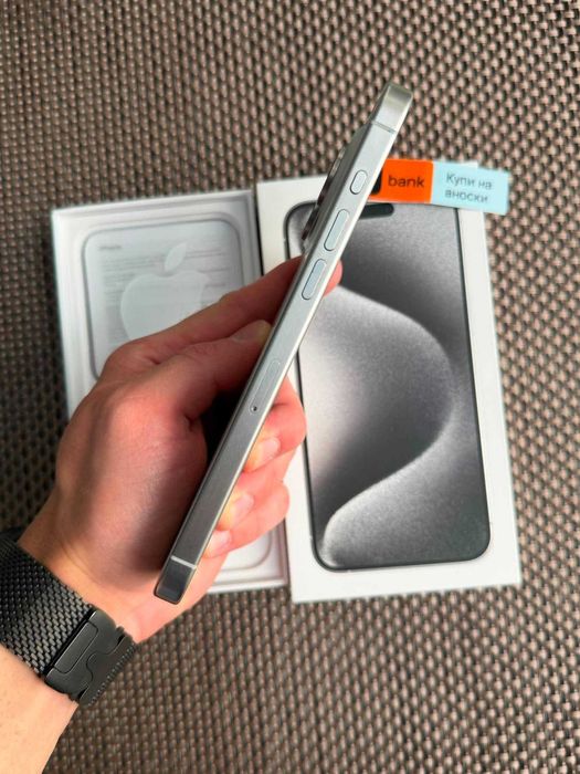 100% БАТЕРИЯ! 512gb! iPhone 15 PRO MAX Лизинг от 32€/мес white Titanium бял