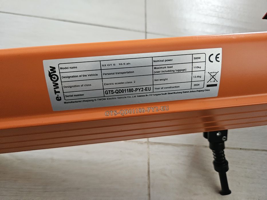 Vand trotineta e twow GTS 10.5A 48v
Model: 2020 48V 10.5Ah