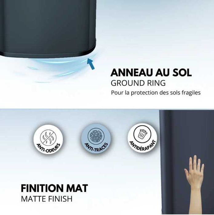 Coș de gunoi automat de bucătărie LOGAN 58L, gri mat