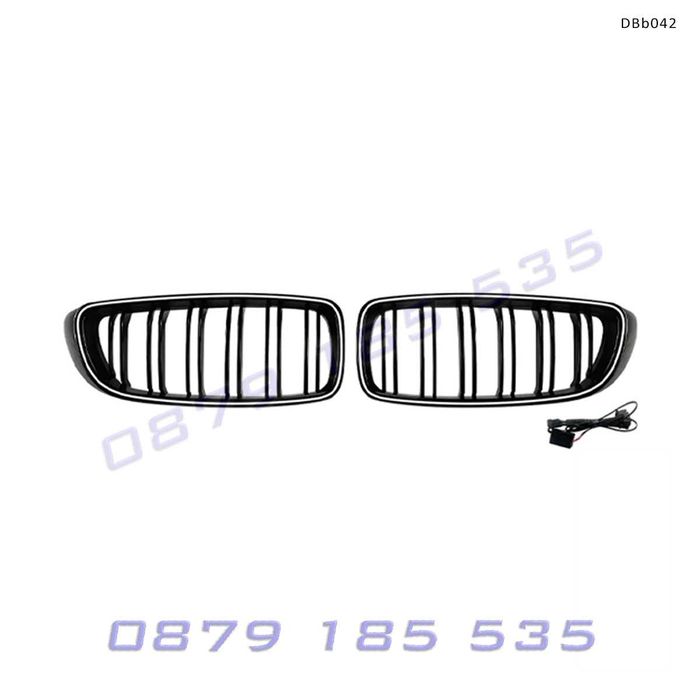 Двойни светещи LED бъбреци BMW F32 F33 F36 черен гланц DBb042 решетки лед светлина бмв ф32 ф34