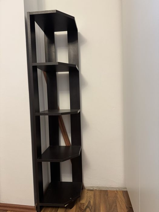 Etajeră de colț wenge – 5 rafturi