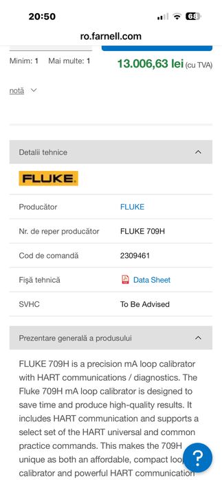 Fluke 709 H multimetru profesional nou