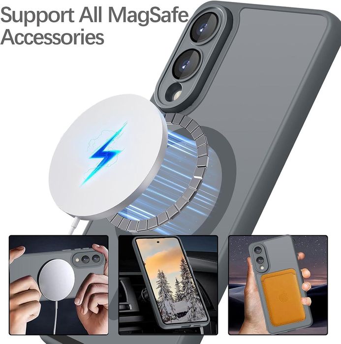 Матов magsafe кейс за samsung galaxy s25 edge - титаниево сив