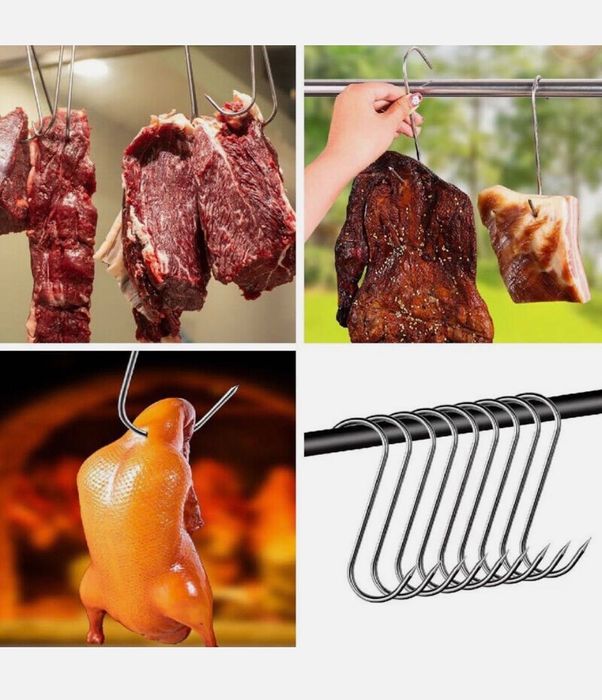 Куки от неръждаема стомана S с остър връх за окачване на месо