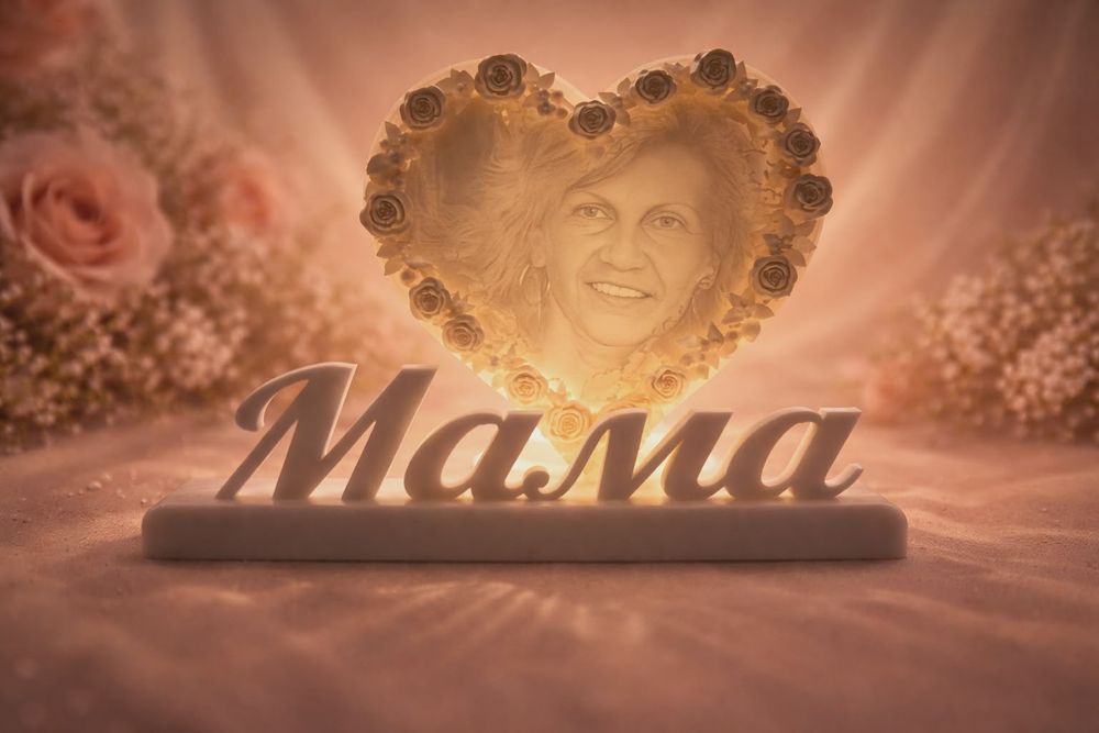 Подарък за 8-ми март литографска снимка-свешник