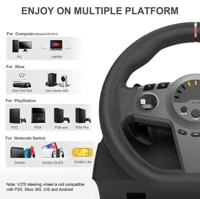 TopWolf 270 Degree Volan cu Pedale Gaming sigilat