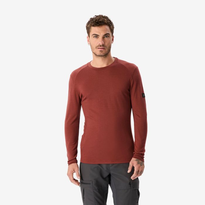 Bluză 100 % lână merinos maro, bărbați - produs resigilat Decathlon