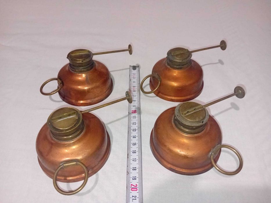 Patru lampi mici pe gaz / alcool, vintage, de colectie