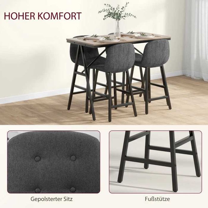 Бар комплект HOMCOM от 5 части, маса и 4 стола