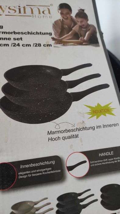 Нов комплект от 3 тигана с мраморно покритие+индукция