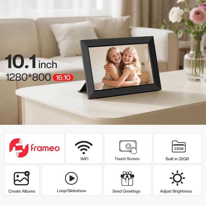 Frameo 10.1" Смарт дигитална фоторамка – WiFi, Touch Screen 32GB памет