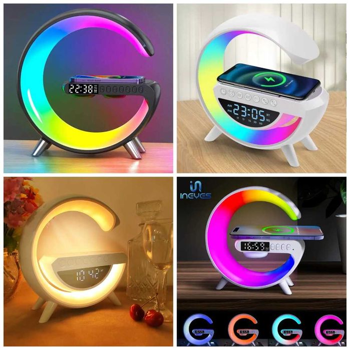 Безжична зарядна LED докинг станция с Bluetooth, Музика и Радио