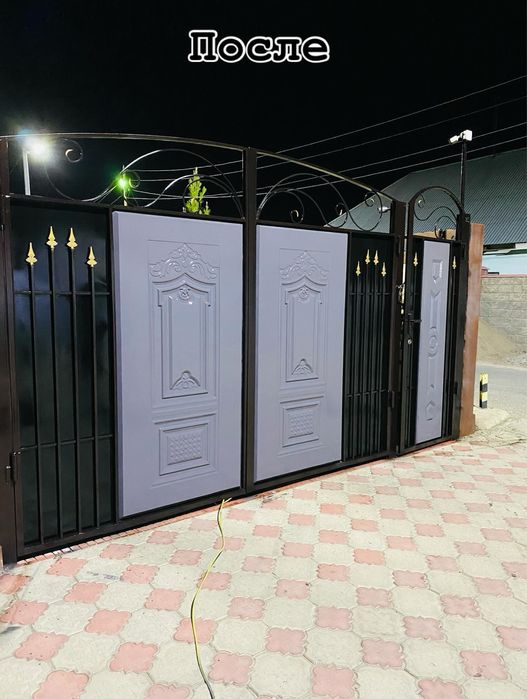 Покраска ворота и еврозабора