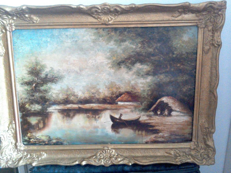 Tablou pictură veche semnata - I. M. Vălsan - ulei/carton