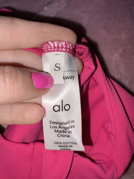 Bustiera Sutien S roz rose fucsia Alo Yoga etichetă fermoar sport sală