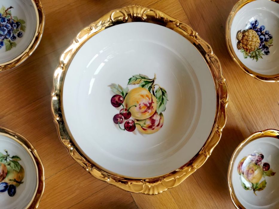 Порцеланов сервиз сет комплект купи златен дизайн Бохемия Чехословакия