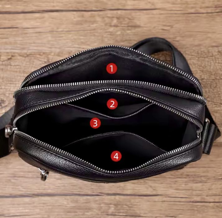 Мъжка модерна бутикова чанта с голям капацитет /Черна естествена кожа!