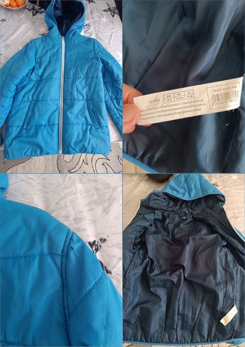 Geacă copii albastră Inextenso, cu un mic defect pe mâneca dreaptă, mă