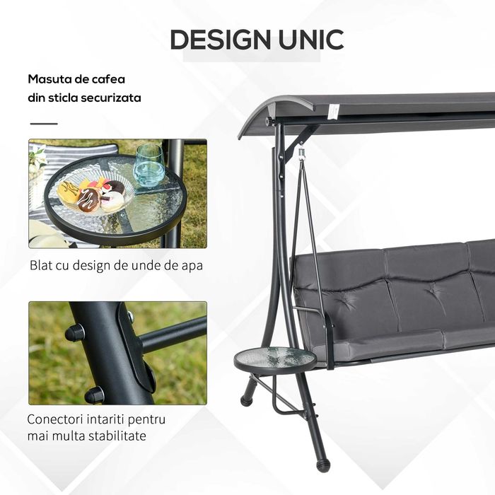 Balansoar Gradina cu masute de cafea , Gri , Outsunny