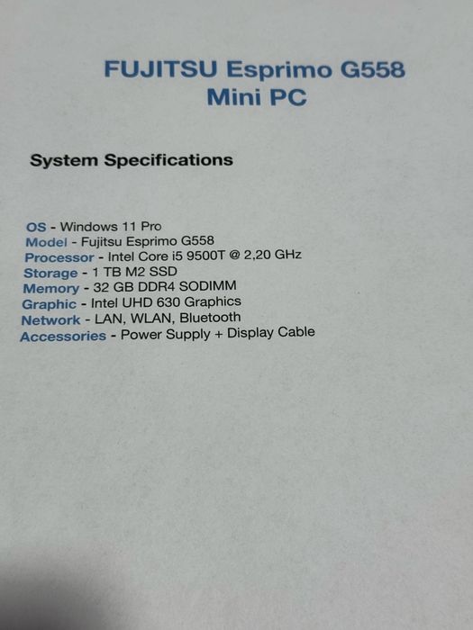 Fujitsu Esprimo G558 i5 32GB 1TB SSD Windows 11 Pro