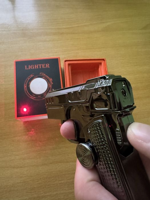 Bricheta Tip Pistol cu Feeder Spinner, Laser si Flama Roz