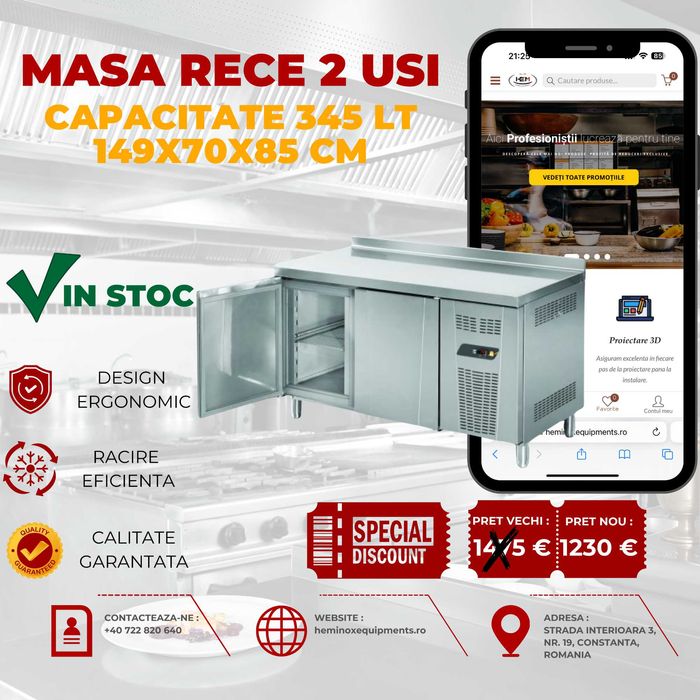 Masa Rece Inox Cu 2 usi Sau 3 Usi IN STOC