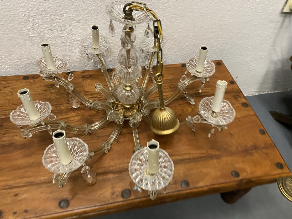 Италиански Кристален полилей с месингова основа