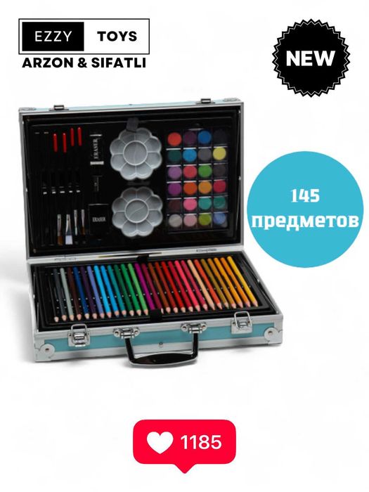 Maktab va bolalar ijodi uchun qalam va bo'yoqlar to'plami