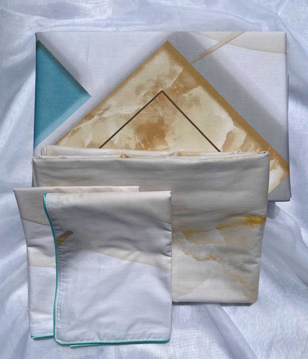 Спален комплект Марбъл със състав памучен сатен, 100 % памук