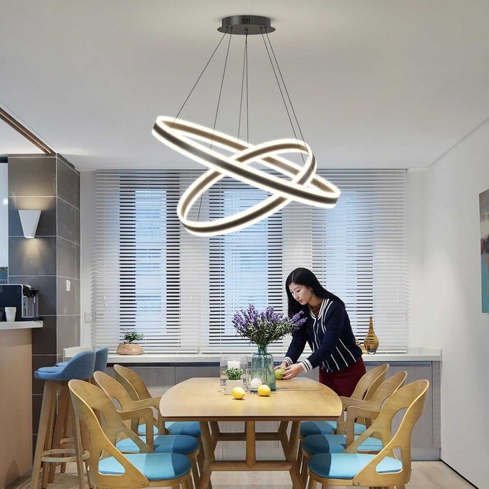 Модерен LED полилей Fordeson, 2 пръстена, димиране, SX-40+60см