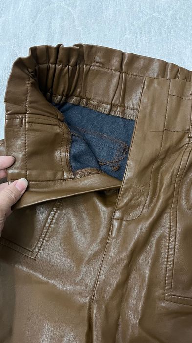 Коричневые кожаные штаны S