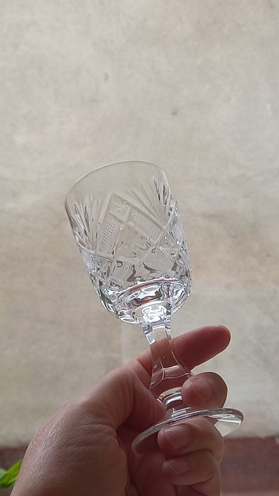 Vand set 5 pahare cristal masiv Bohemia noi nefolosite cu picior