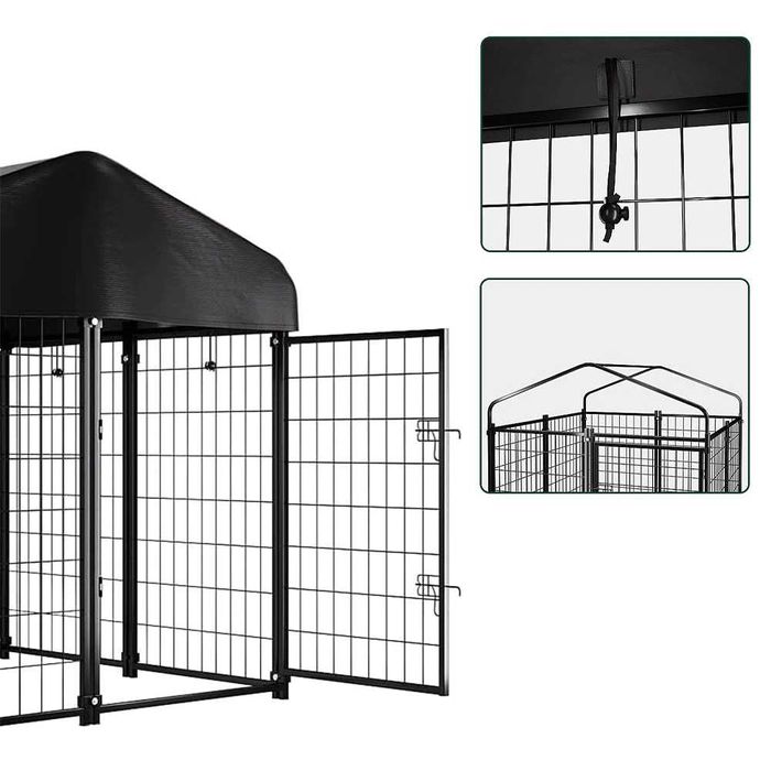 Голяма дворна клетка за куче с покрив / Метално заграждение за куче