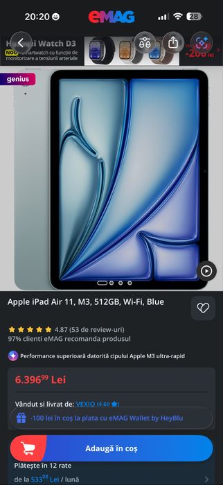 Apple iPad Air 11, M3, 512GB, Wi-Fi, Blue