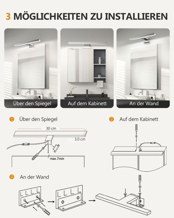 Aplica LED oglinda baie 30cm IP44 5W lumina neutra