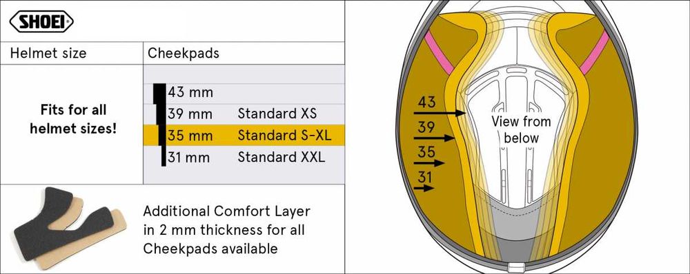 Интериор за каска Shoei NXR - Cheek Pad