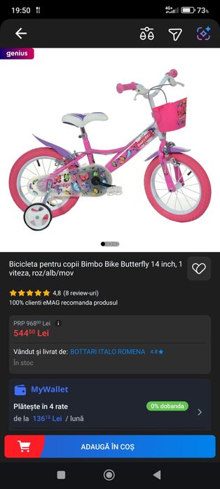Bicicletă pentru copii Bimbo bike 14"