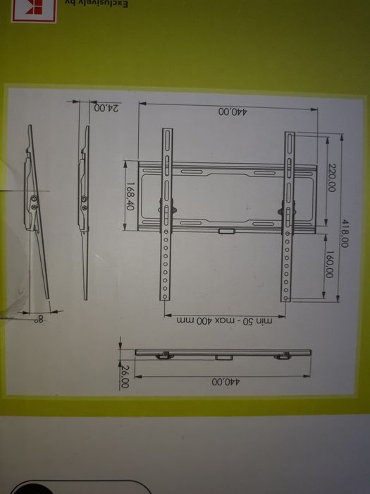 Suport TV de perete,diagonale intre 81-165cm,max 35kg,Vesa max40×40cm