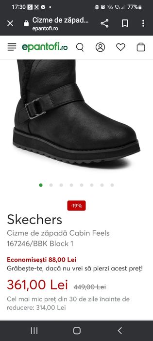 Cizme originale SKECHERS,antiderapante,îmblănite, nr.38.
