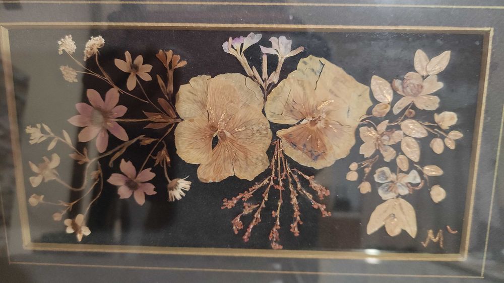 2 стенни пана/картини с изсушени цветя