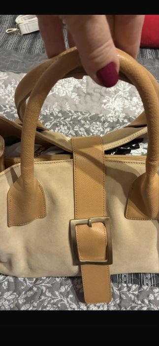 Geanta de mana , piele naturala, bej/ camel, Rapel.Biz