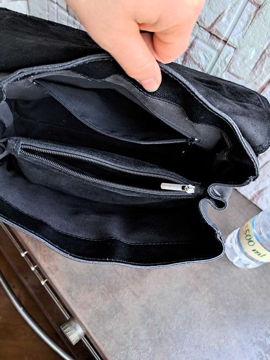 дамска чанта,черна кожена торба-естествена кожа