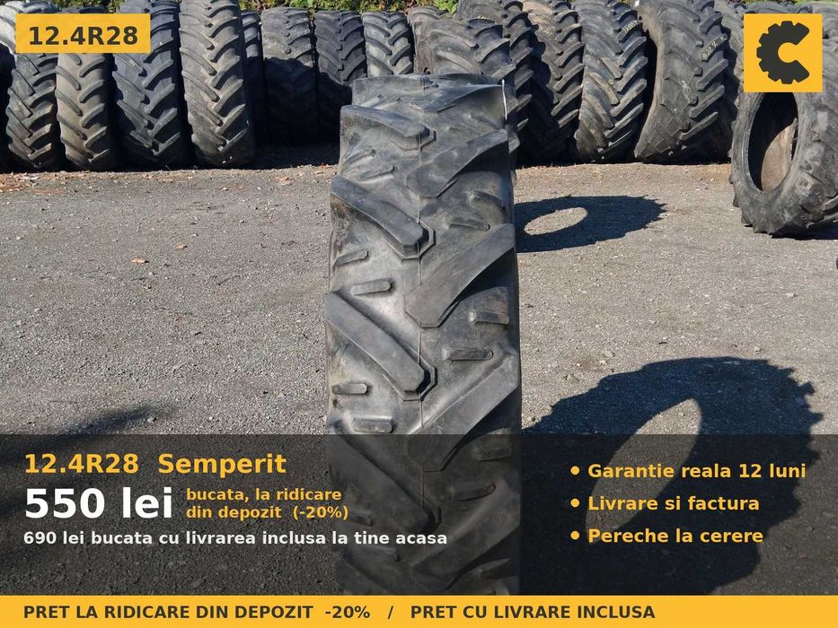 Anvelope Cauciucuri 12.4R28 12.4 R28 320/85R28 12.4-28 12428 Semperit Tractor Punte Fata SH Second Hand STOC REAL Oferta Pret Bun Reducere Livrare