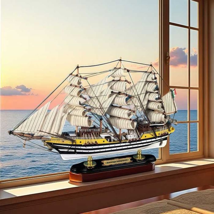 Нов Дървен Кораб за Декорация 52см