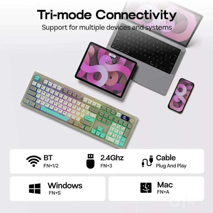 AULA S102 PRO тихая мембранная клавиатура RUS/ENG-3вида подключения