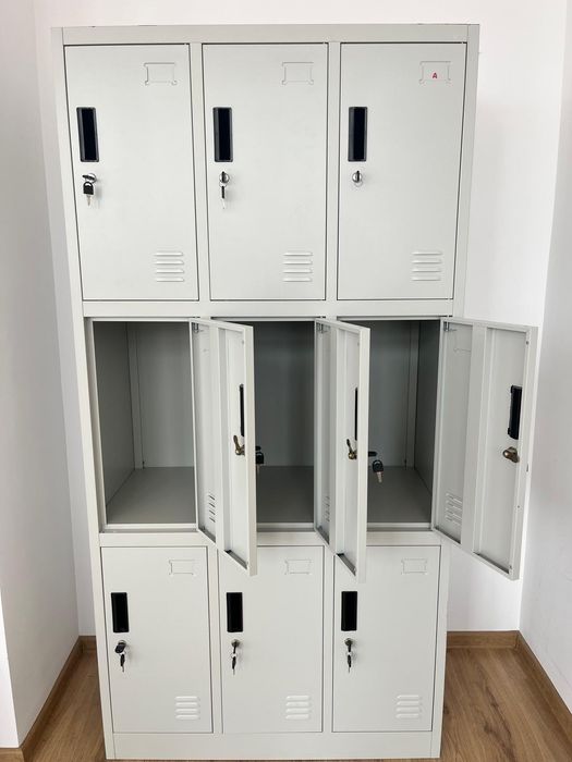 Dulap metalic vestiar cusetat 1800x900x450mm 3x3 cu 9 usi securizat
