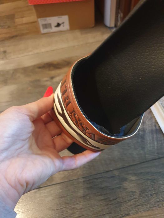 Papuci plaja Trussardi, 39, negru/maro/bej