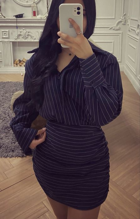 платье-рубашка синий