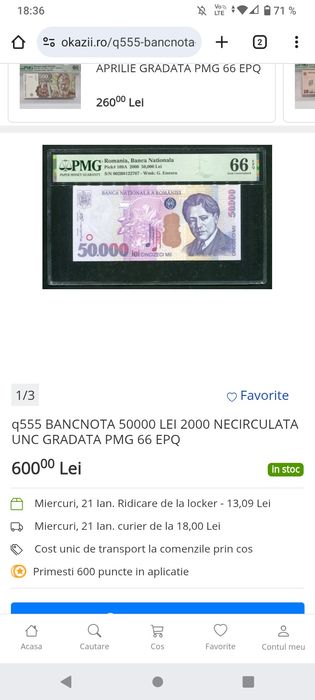 Bagnote vechii de vânzăre.