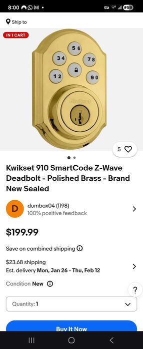 Чисто нова електронна брава за врата Kwikset SmartCode 910